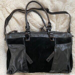 BCBG MaxAzria Soft Leather Suede Messenger Bag - Black, Spacious Interior